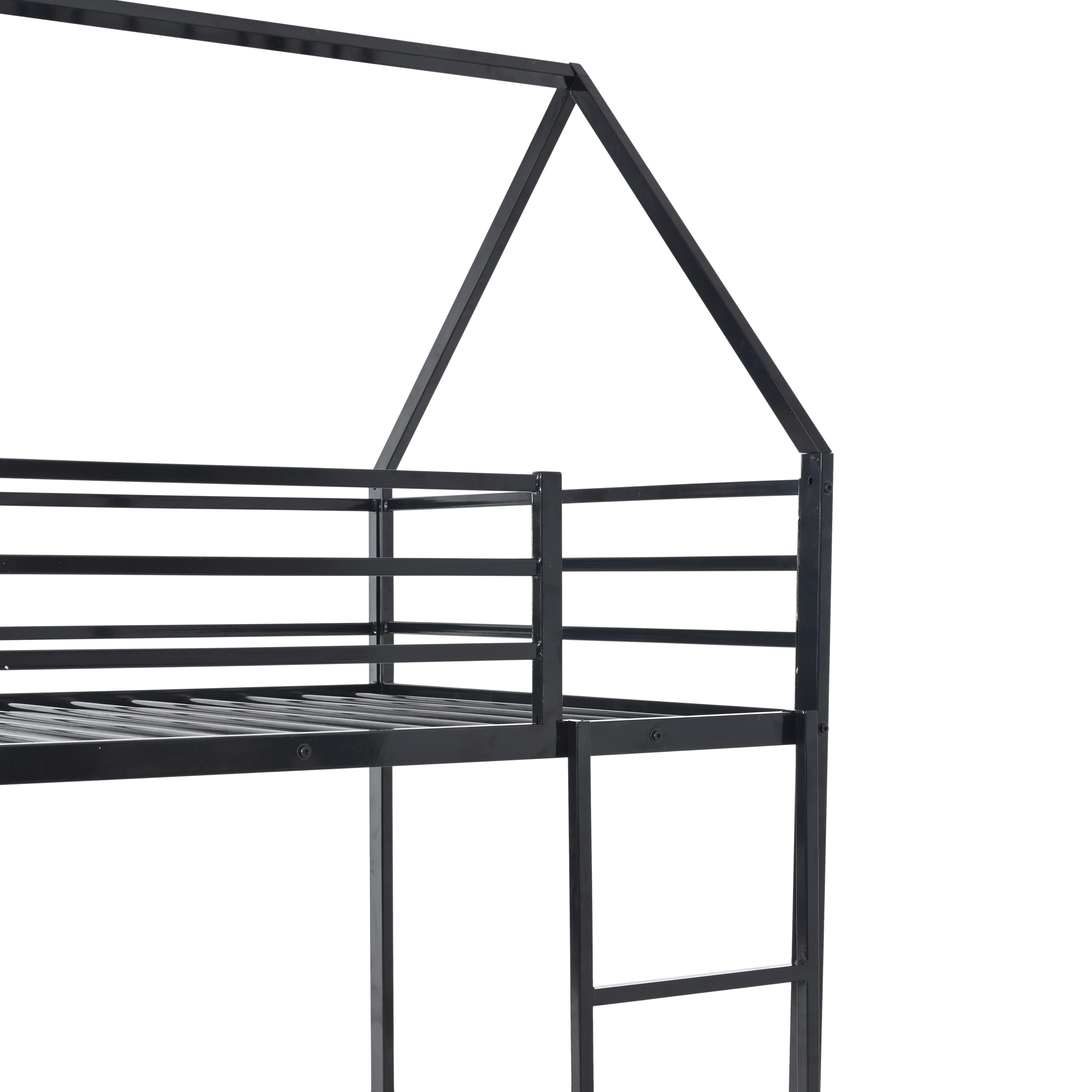 Twin Over Twin House Bed With Ladder And Slider, House Bed, Bunk Bed_voghion.com